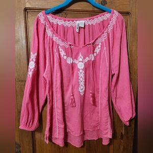 Mudd Pink Peasant Blouse Size S